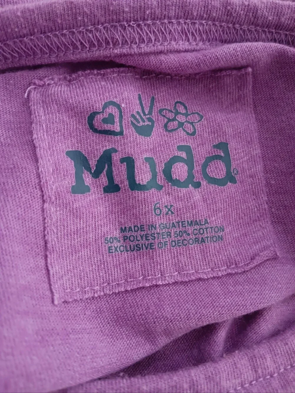 Girls' Purple Short Sleeve Top with Heart Design Size 6X